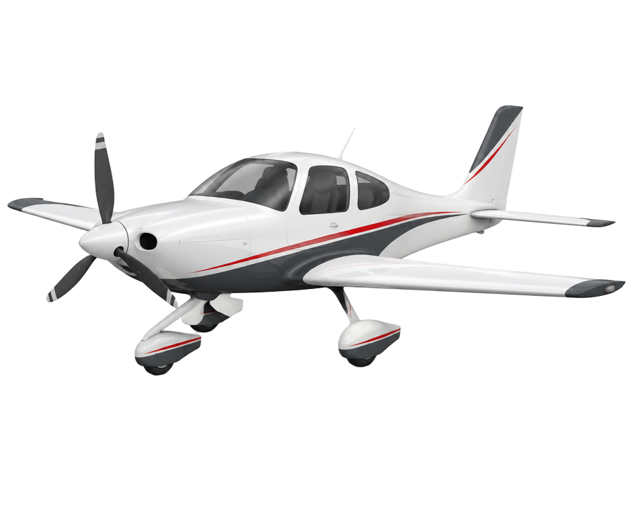 Illustration of a single engine propeller airplane